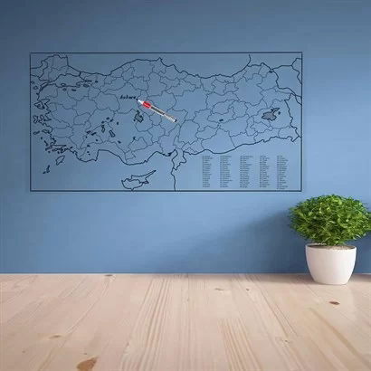 Writable Turkey Map Magnetic Wall Sticker 110 X 56 Cm