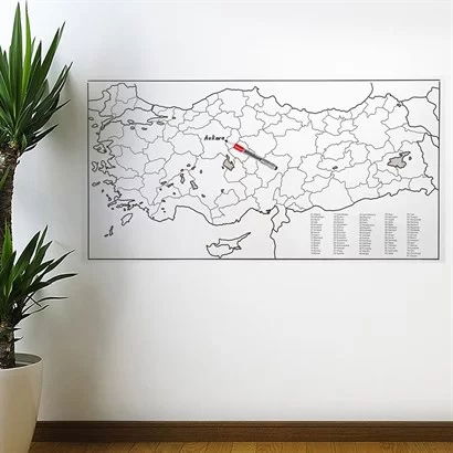 Writable Turkey Map Magnetic Wall Sticker 110 X 56 Cm