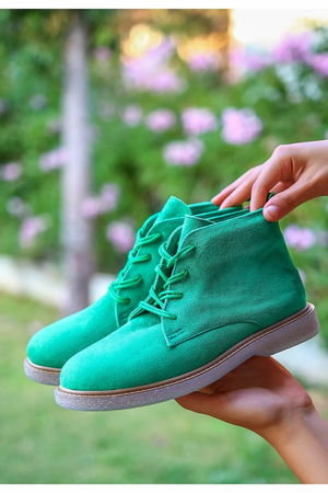 Kean Green Suede Lace-up Boots