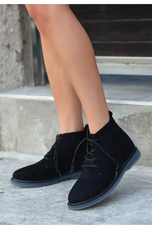 Kean Black Suede Gray Soled Lace-up Boots