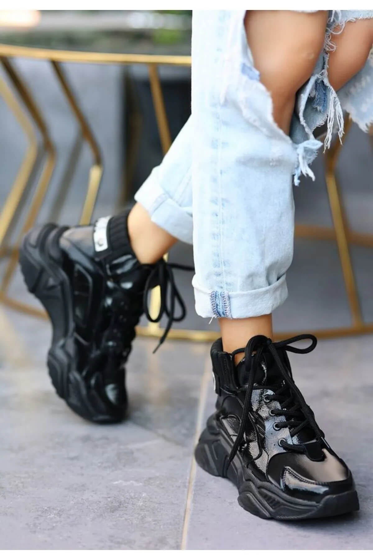 Nolli Black Skin Lace-up Boots