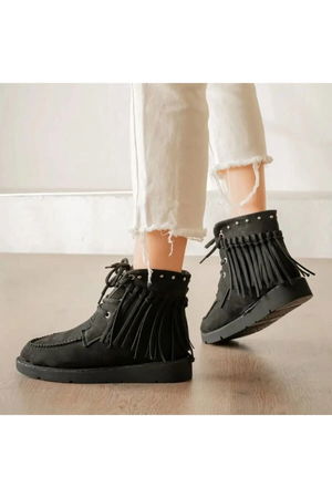 Trula Black Suede Lace-up Boots