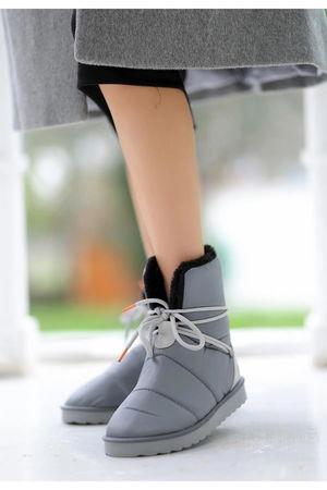 Cora Gray Lace-up Boots