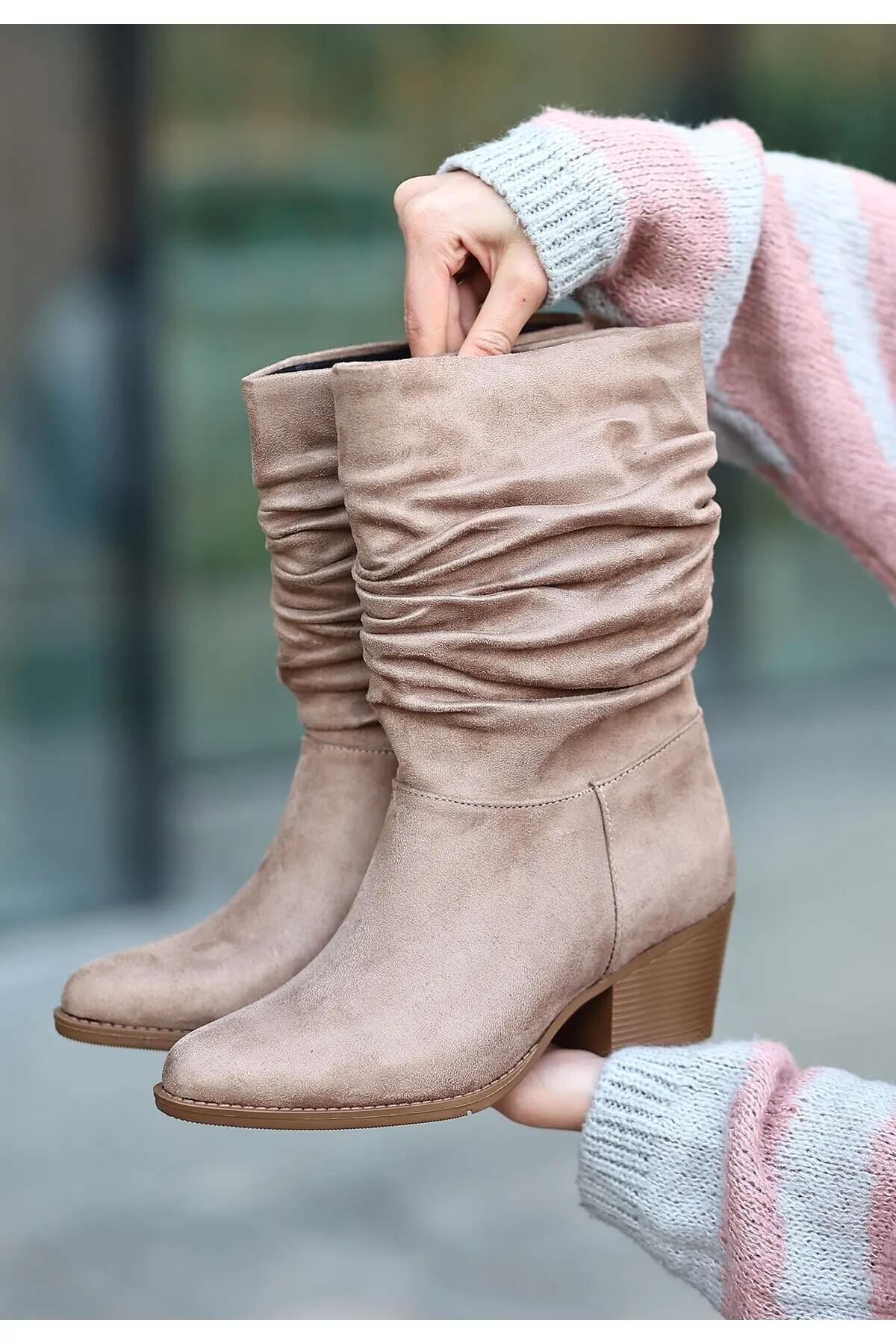 Yior Mink Suede Heeled Boots