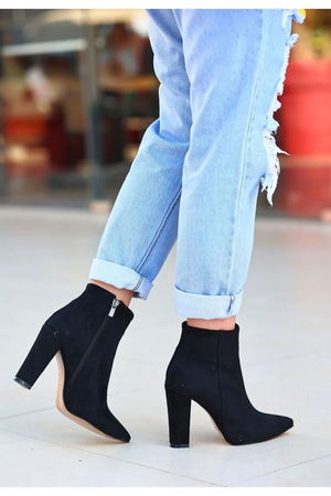 Loora Black Suede Heeled Boots