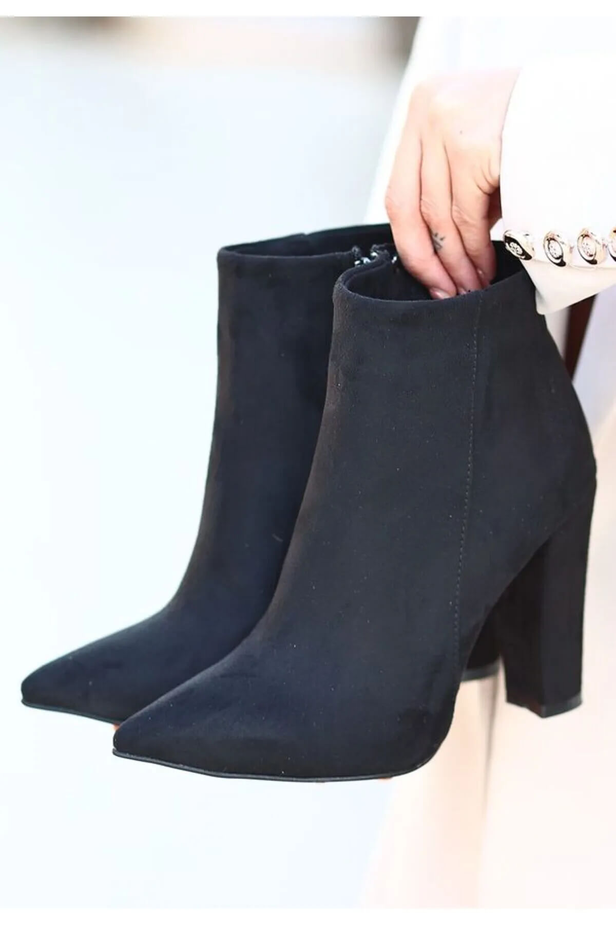 Loora Black Suede Heeled Boots