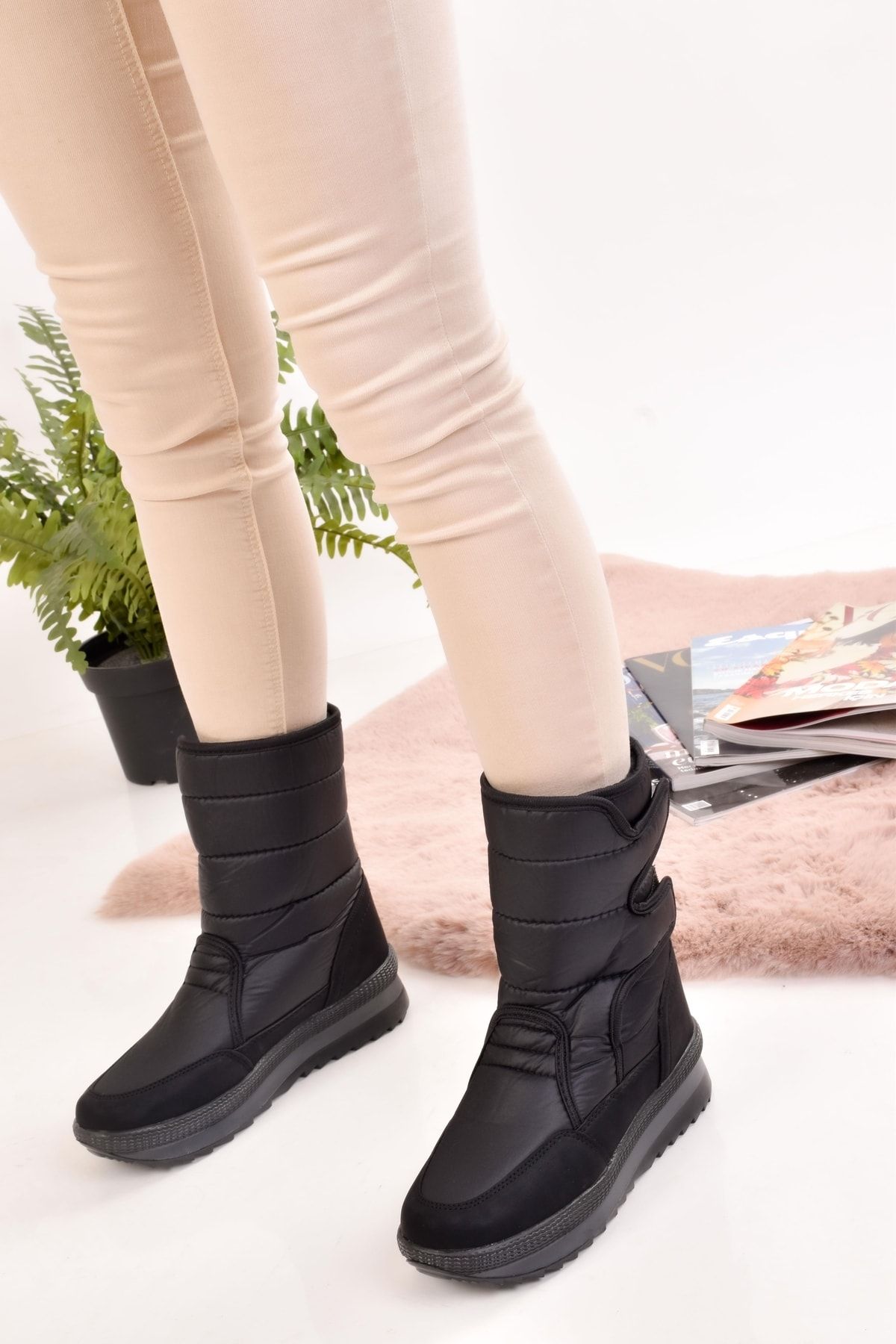 Women's Snow Boots Sheepskin Inside Velcro Non Slip Sole Boots