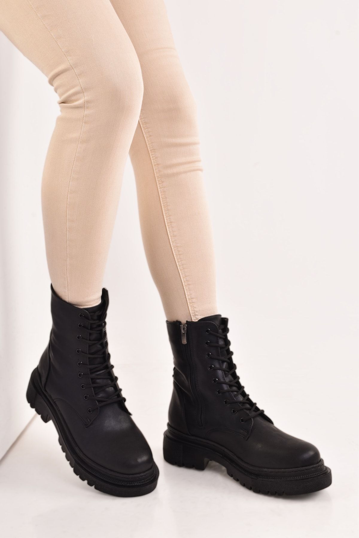 Women's Black Skin Postal Boots