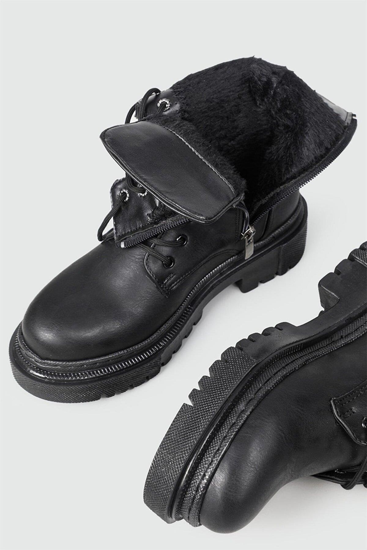 Women's Black Skin Postal Boots