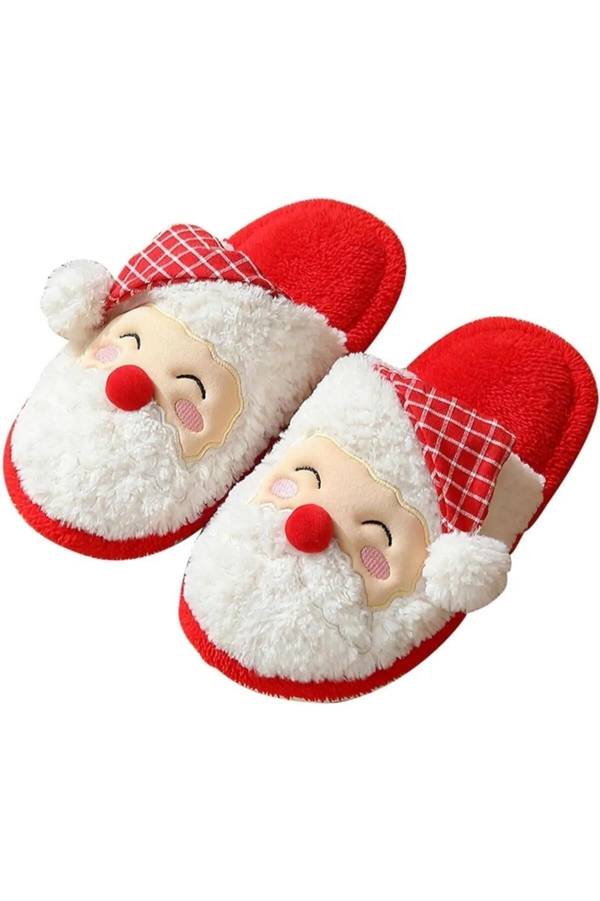 Santa Claus Figured Fluffy House Slippers Christmas Special Design Non Slip Silent Sole House Slippers