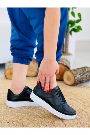 Unisex Black and White Lace-up Sneakers Shoes