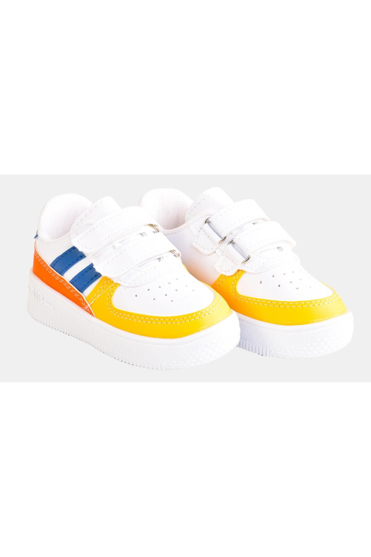 Casual Unisex Kids Stripe White Sneaker Velcro Lightweight Casual Sneakers