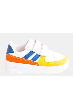 Casual Unisex Kids Stripe White Sneaker Velcro Lightweight Casual Sneakers