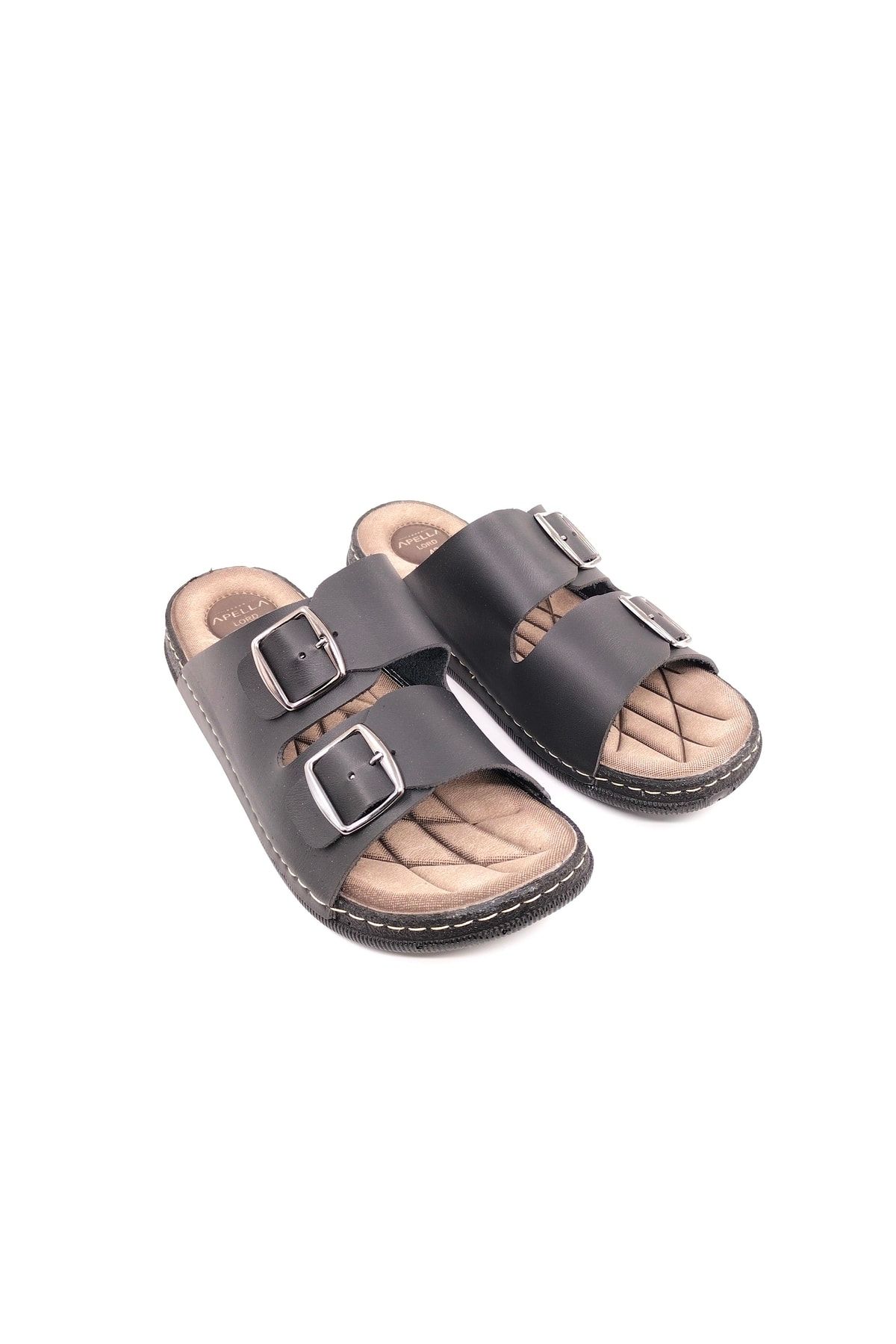 Lord Double Buckle Black Men's Slippers