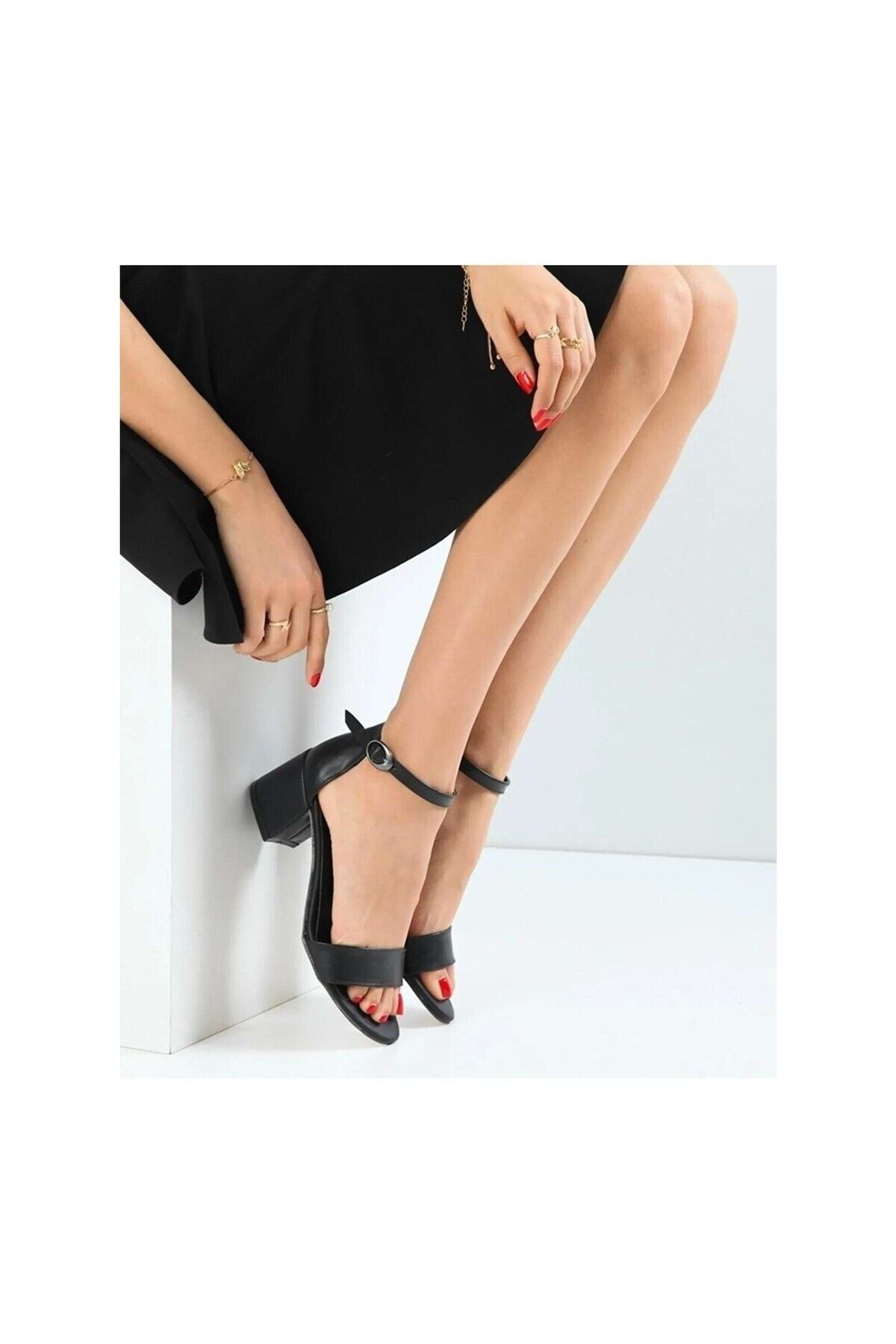 /black Skin Single Band Classic Women's Heeled Shoes