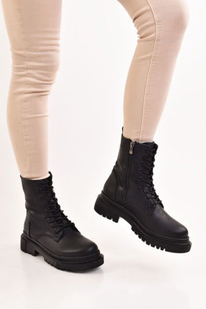 Women's Black Skin Postal Boots