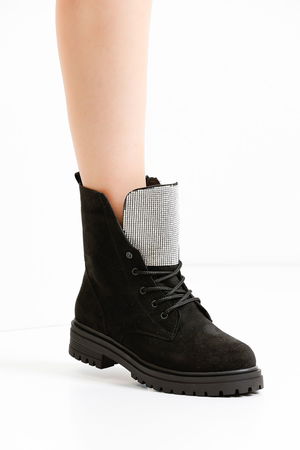 Black Suede Women's Stone Boots P320