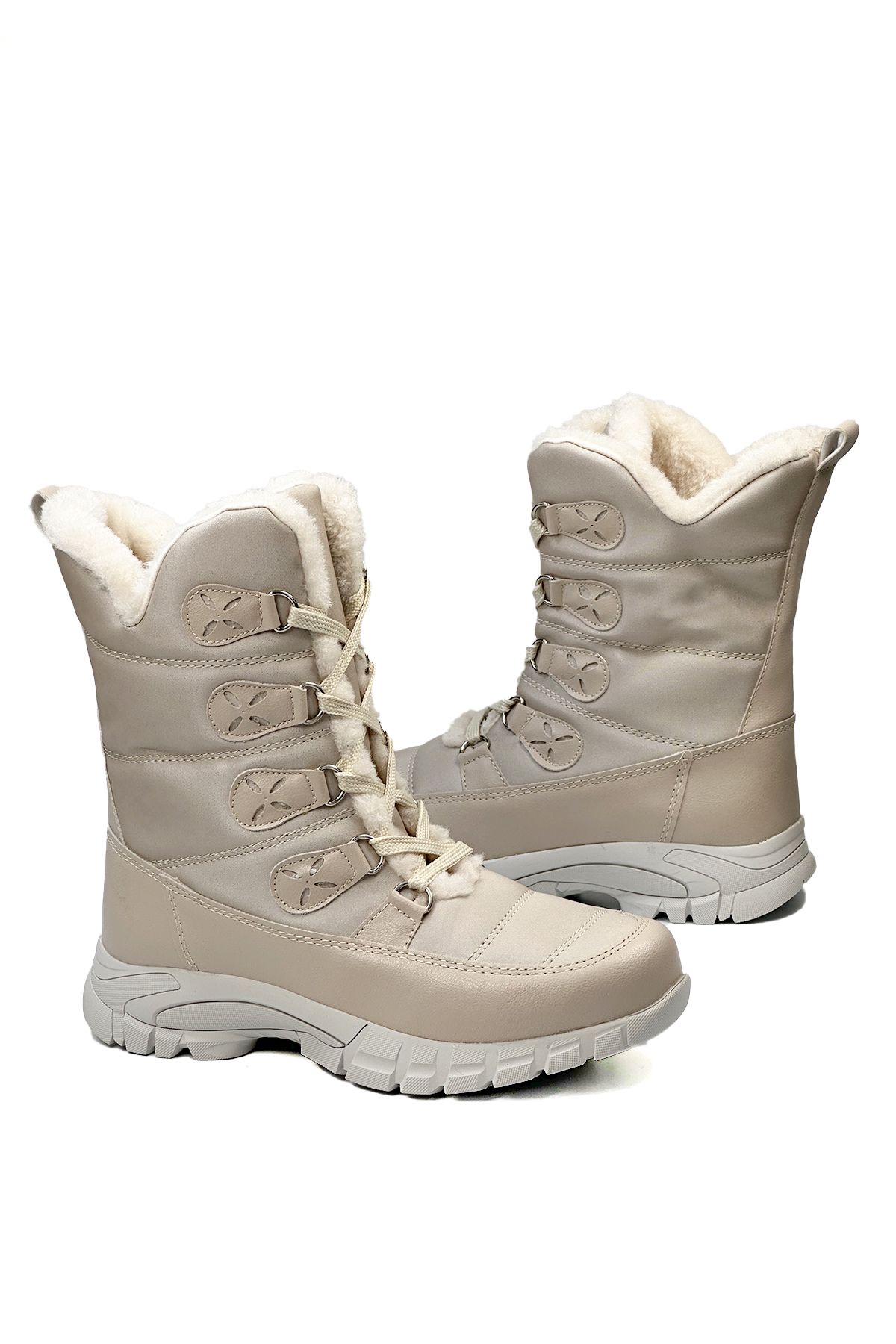 Beige Women's Thermal Wool Snow Boots 189