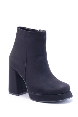 Black Suede Women's Heeled Boots 2593