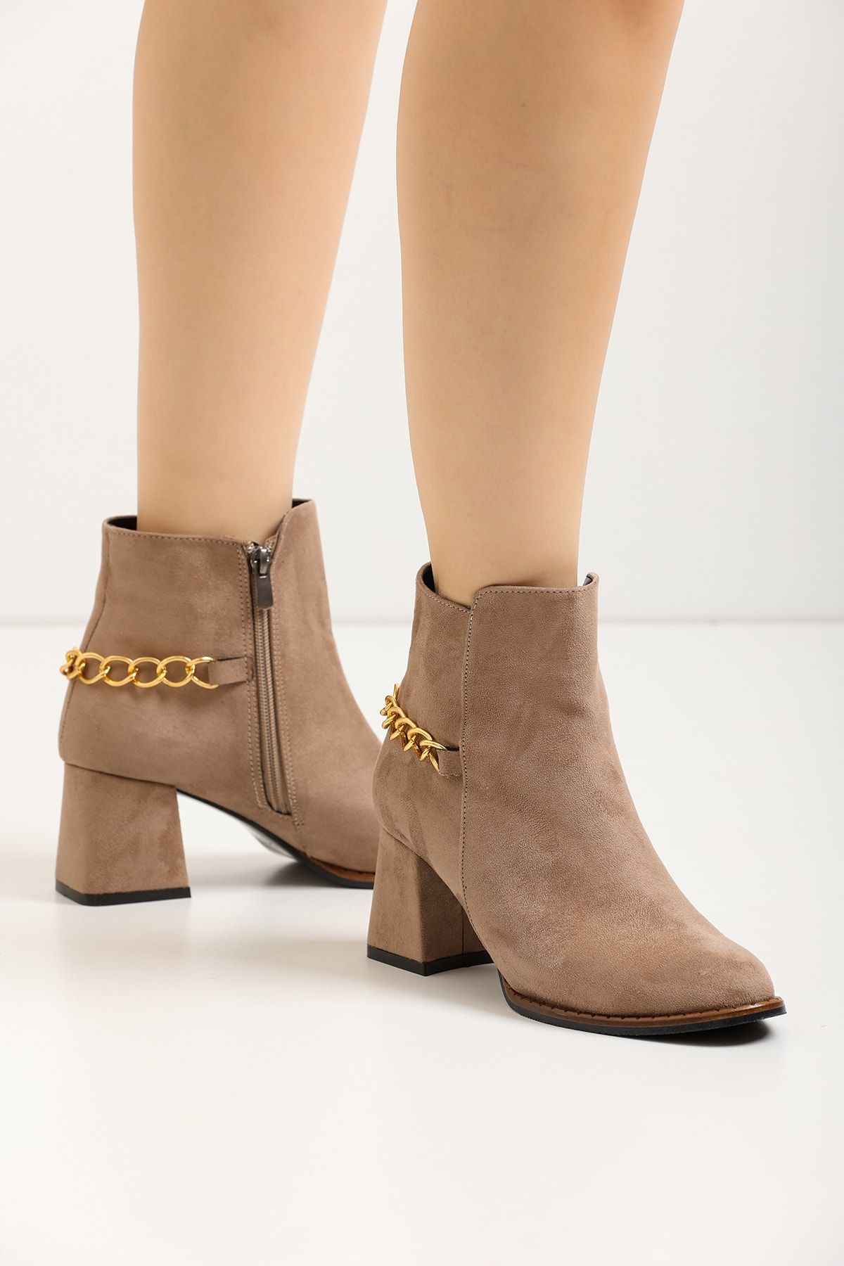 Mink Suede Women's Heeled Boots 2594