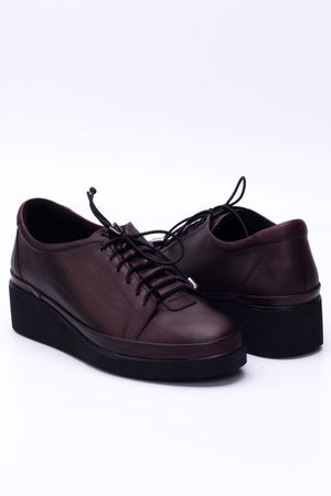 Burgundy Women's Genuine Leather Shoes 3500