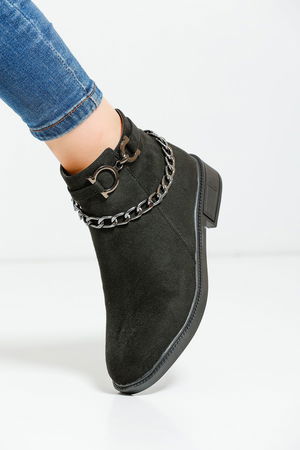 Black Suede Women's Buckle Boots A204A