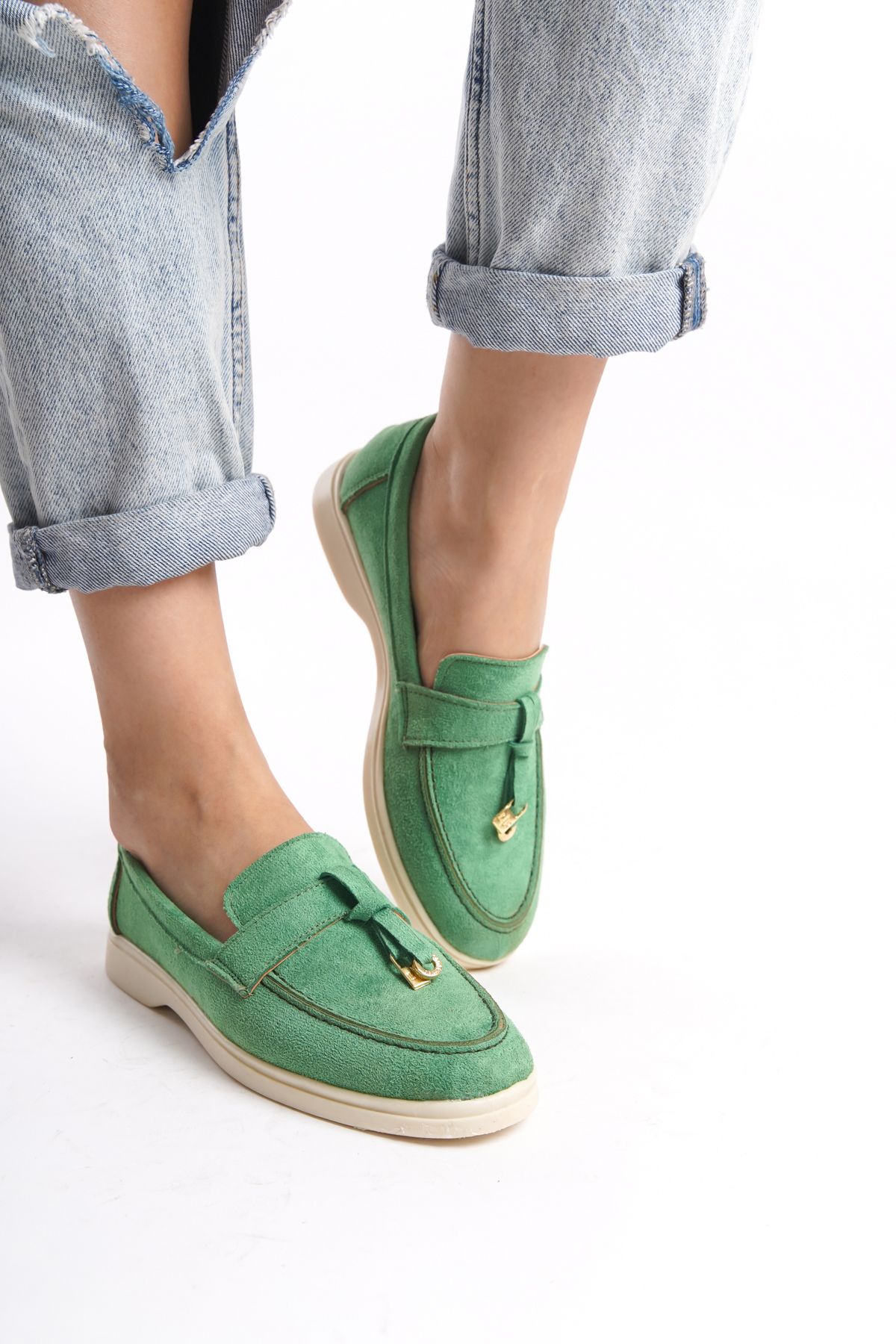 Green Women's Loafer Shoes 218