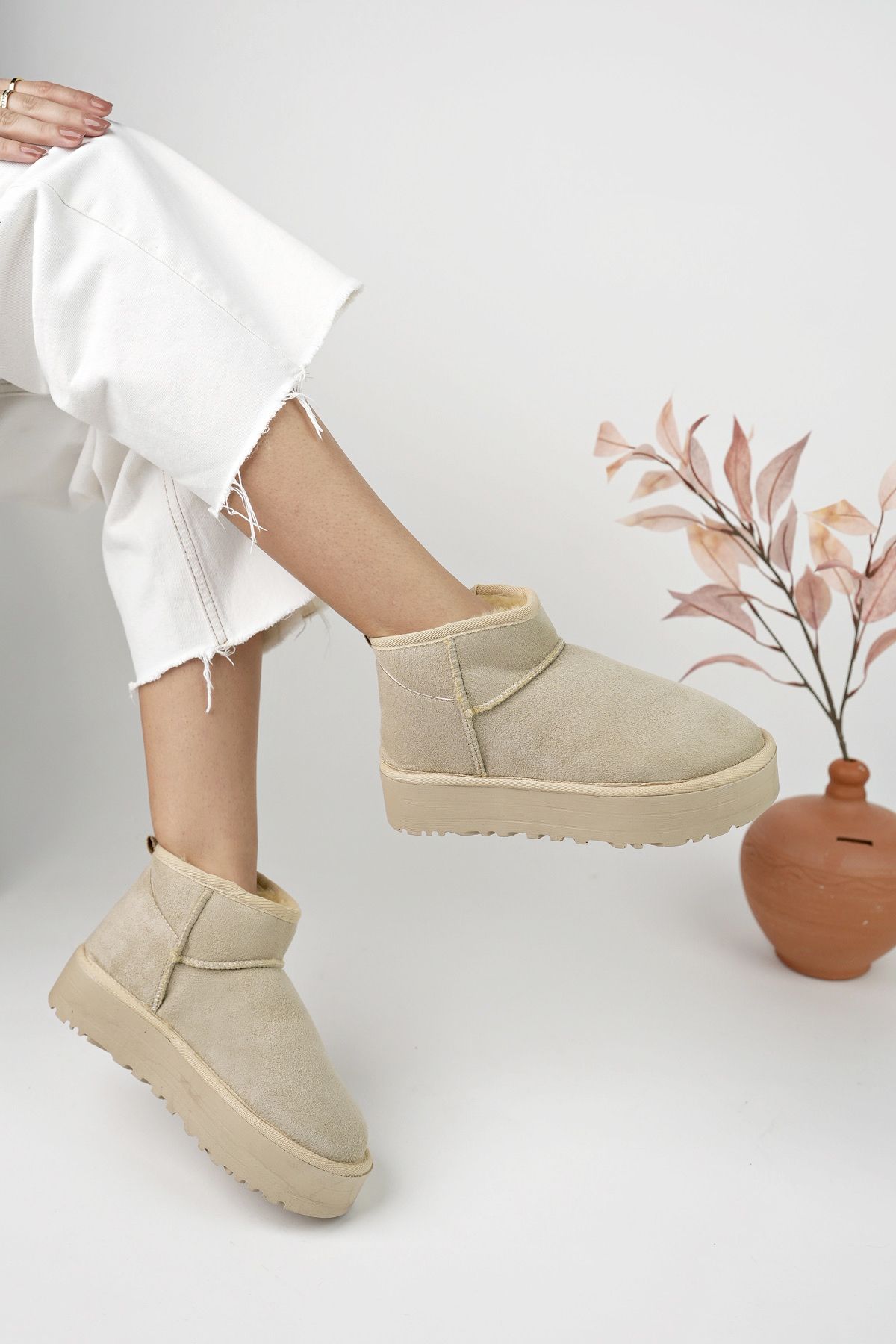 Beige Women Boots