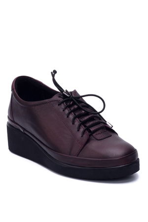 Burgundy Women's Genuine Leather Shoes 3500