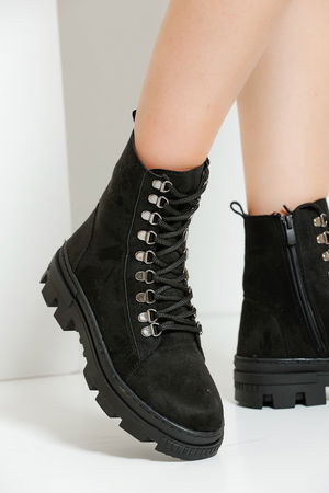 Black Suede Women Boots P210