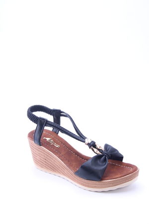 Black Skin Women's Thin Lace-up Sandals 7036