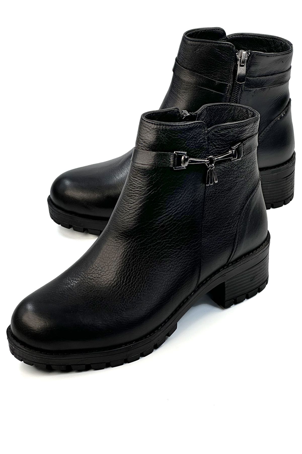 Black Women's Genuine Leather Boots MYM0002