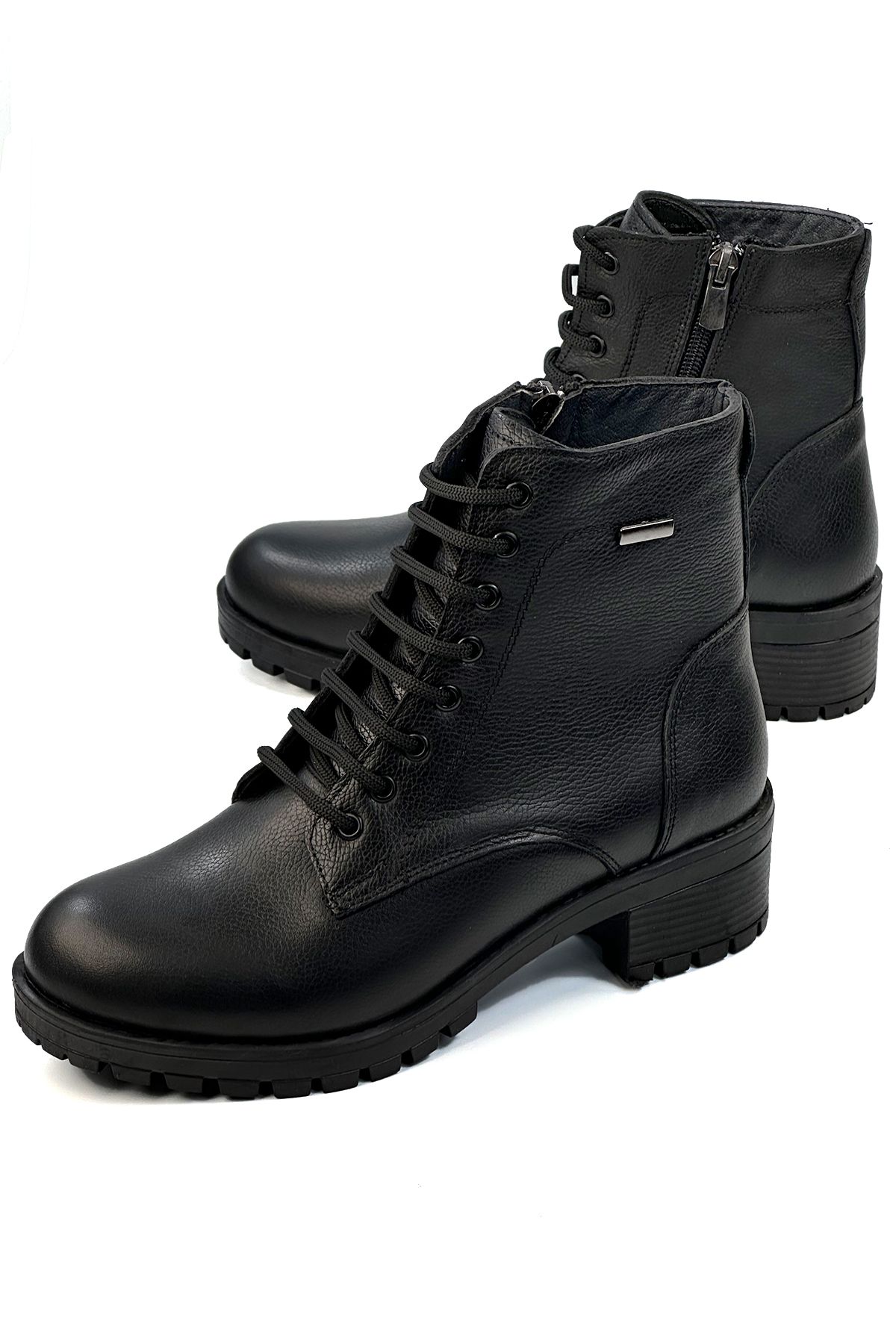 Black Women's Genuine Leather Boots MYM0005