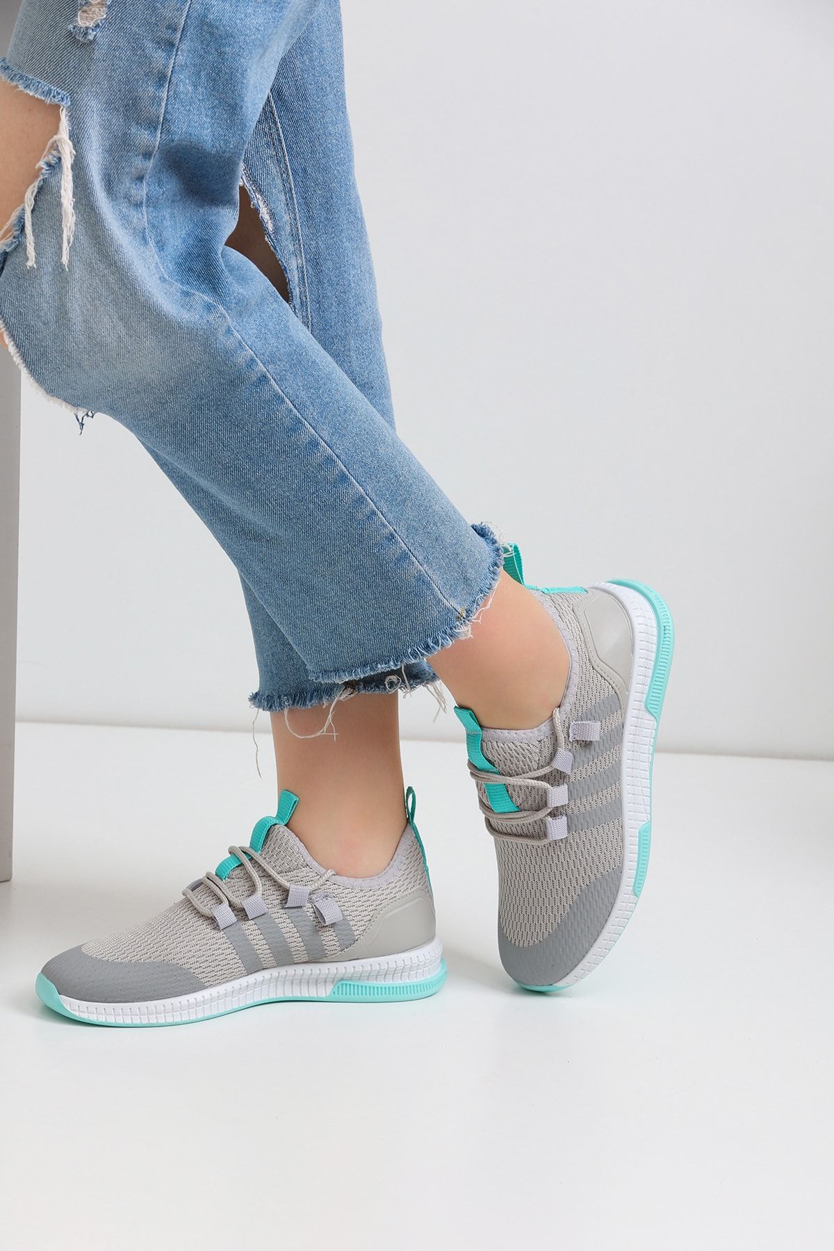 Gray Green Unisex Knitwear Sneaker Tnt2