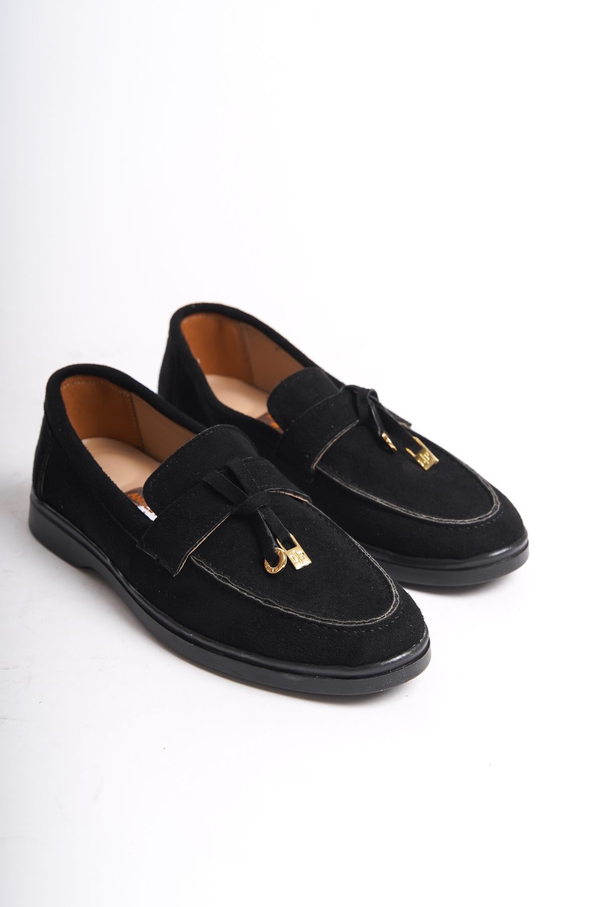 Black Suede Women's Loafer Shoes 218