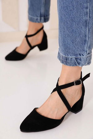 Black Suede Women's Classic Heeled Shoes 2670