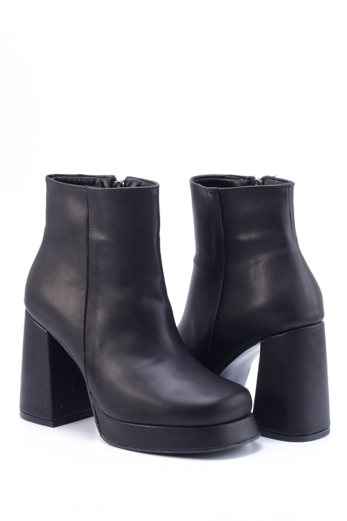 Black Skin Women's Heeled Boots 2593