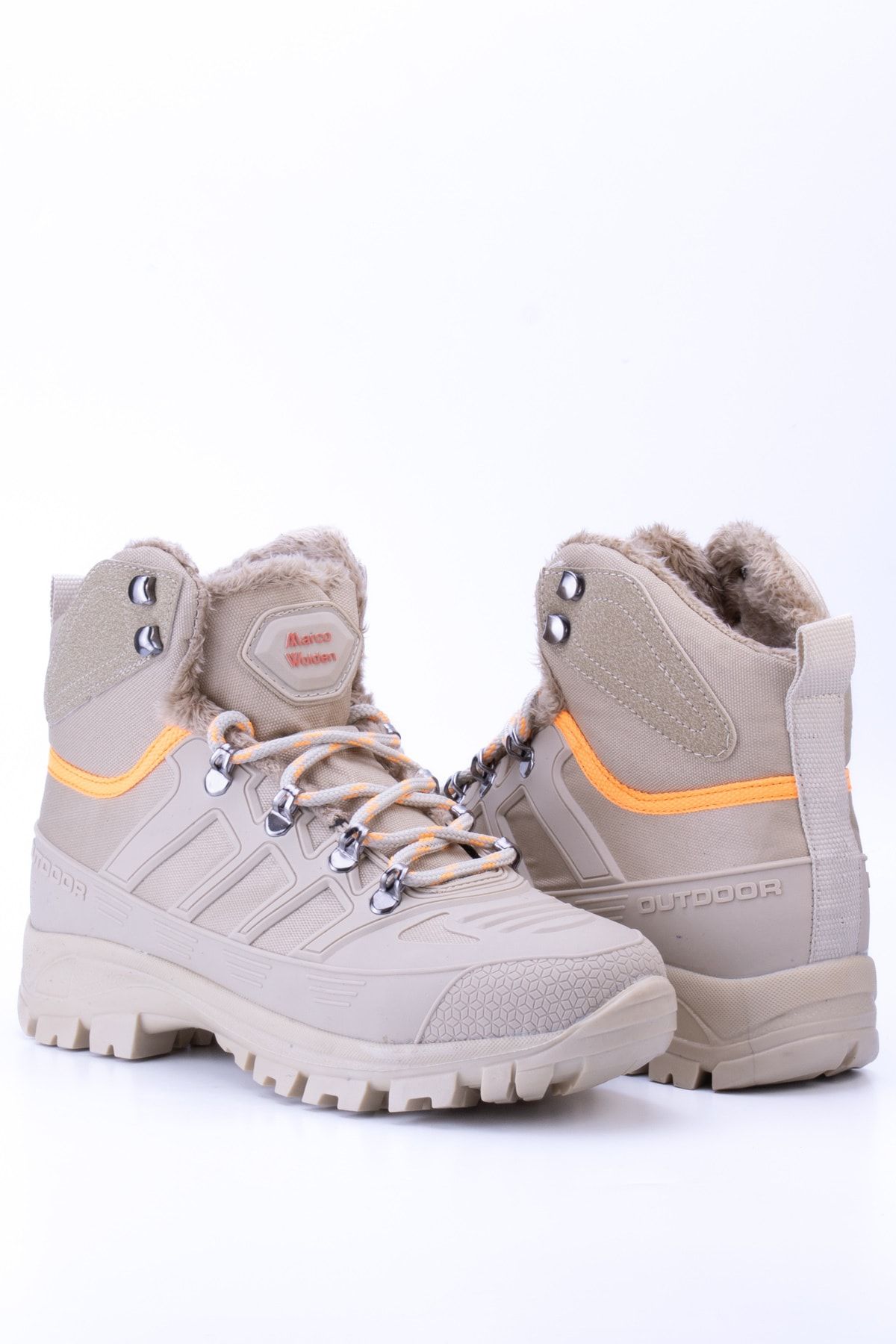 Beige Unisex Thermo Sole Sheepskin Outdoor Shoes T40