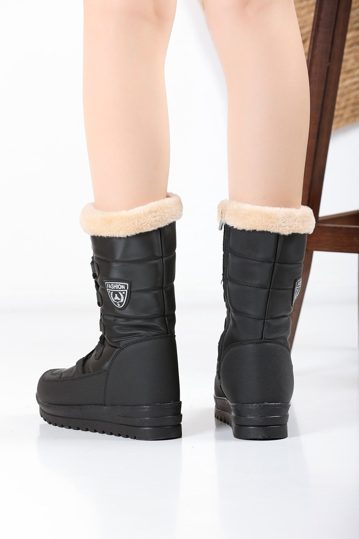 Black Women's Thermal Wool Snow Boots 4011