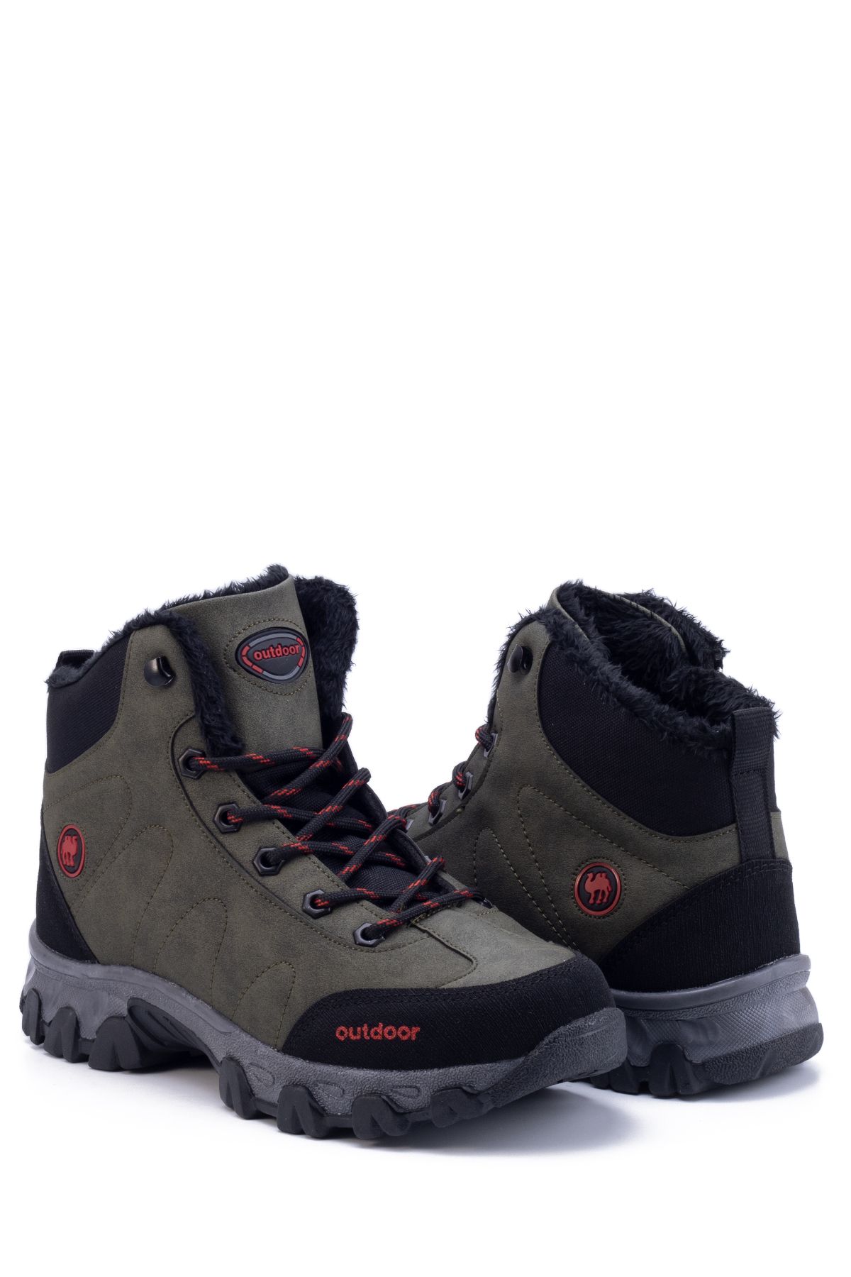 Khaki Unisex Outdoor Boots Shoes Winter Durable Non Slip Sole Lace-up 4054u