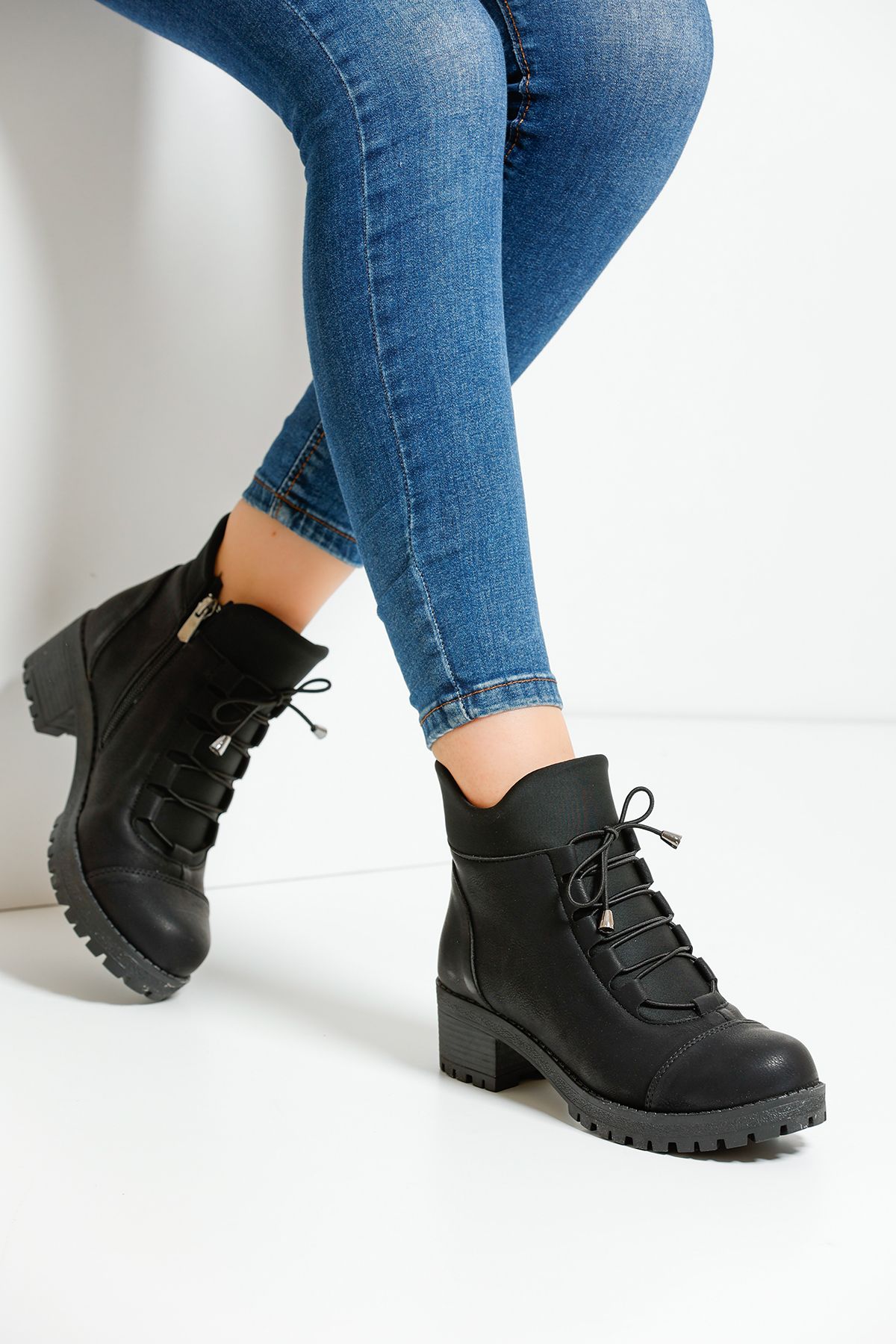 Black Skin Women's Boots PTK011