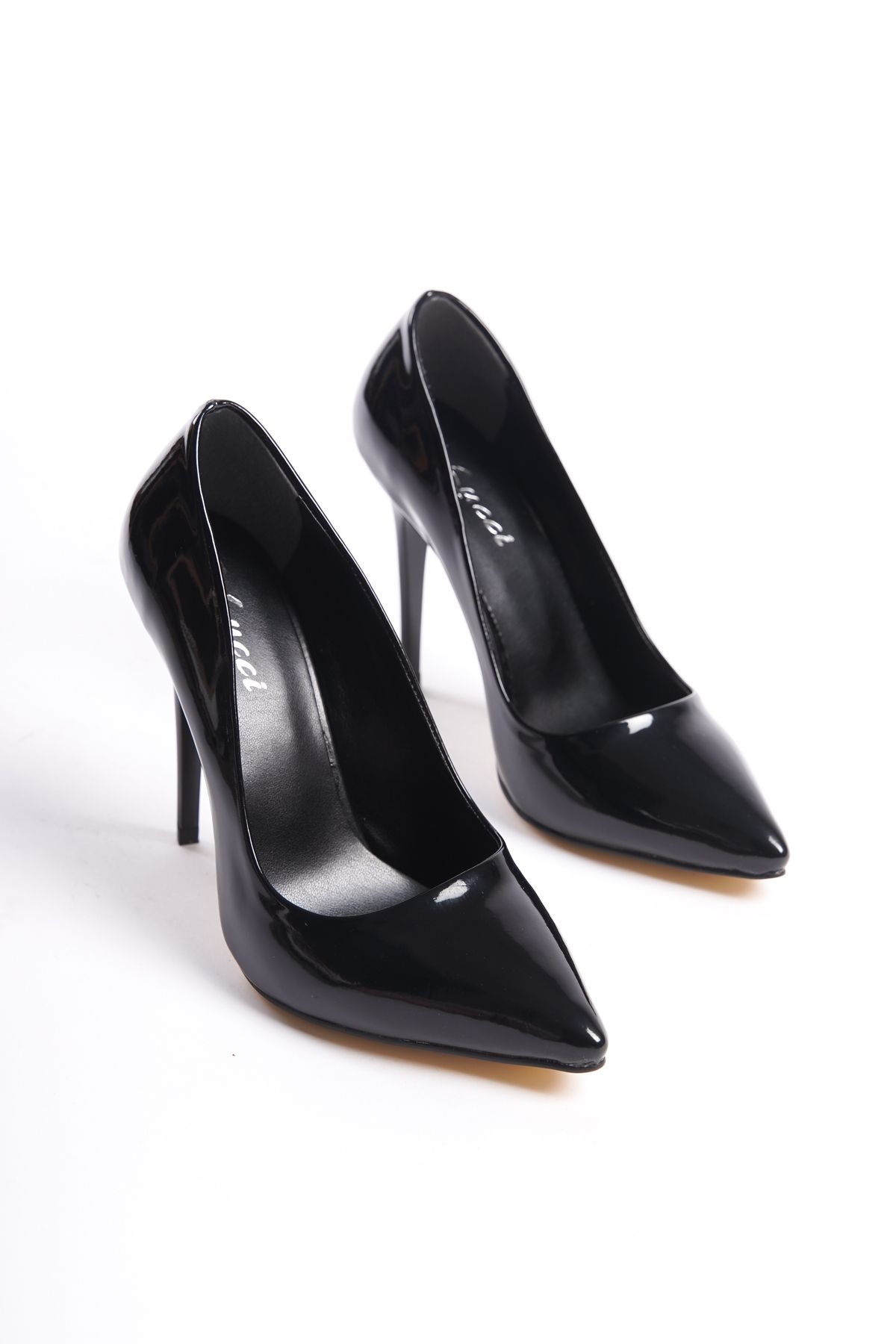 Black Patent Leather Women's Classic Heeled Shoes 7040