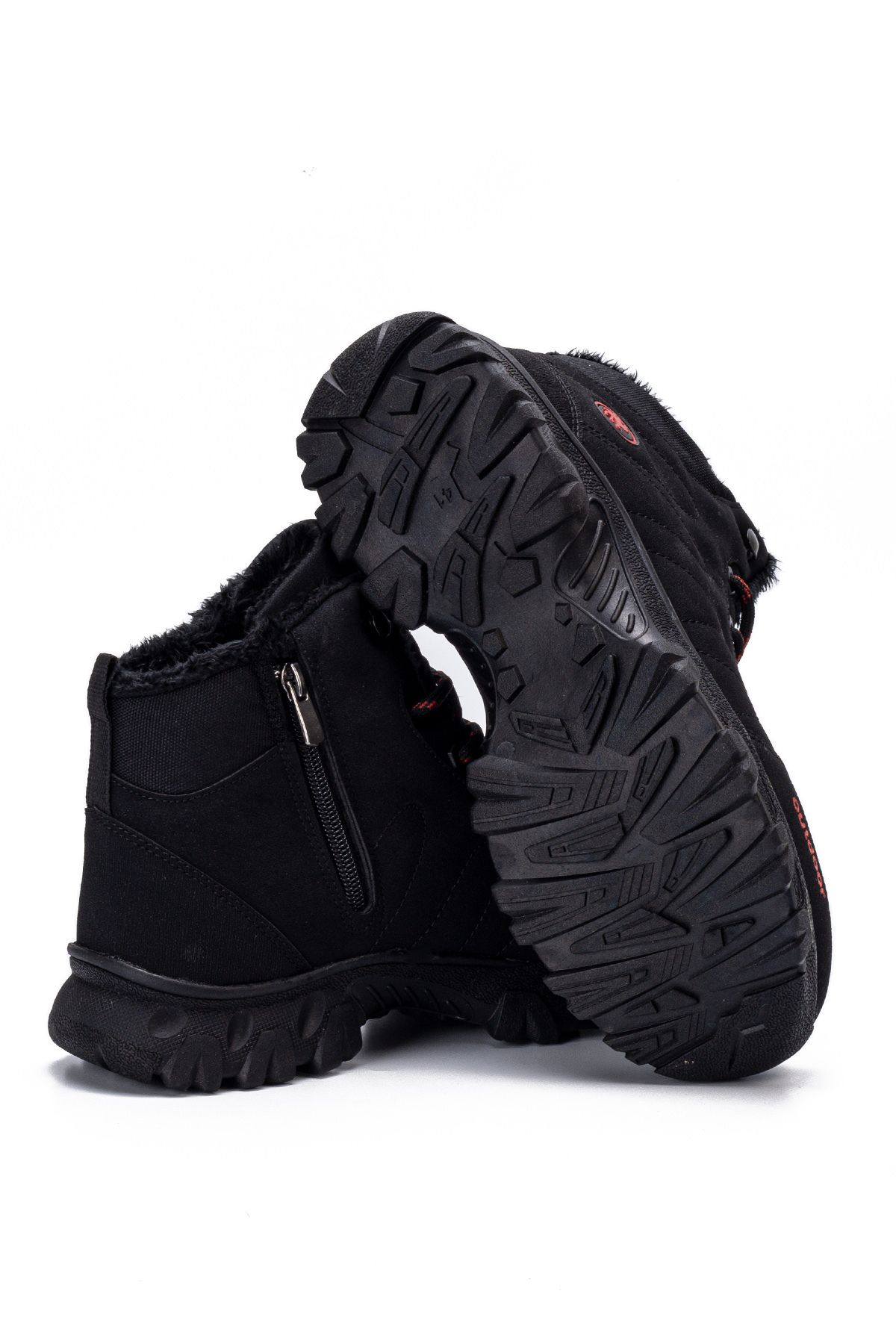 Black Unisex Outdoor Boots Shoes Winter Durable Non Slip Sole Lace-up 4054u