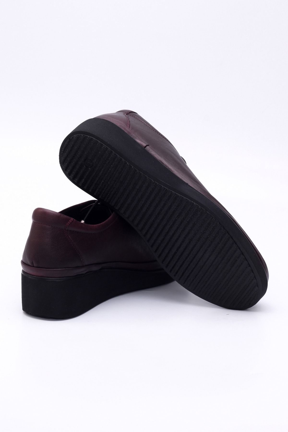 Burgundy Women's Genuine Leather Shoes 3500