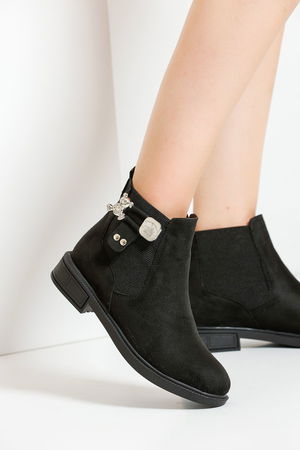 Black Suede Women's Buckle Boots A103