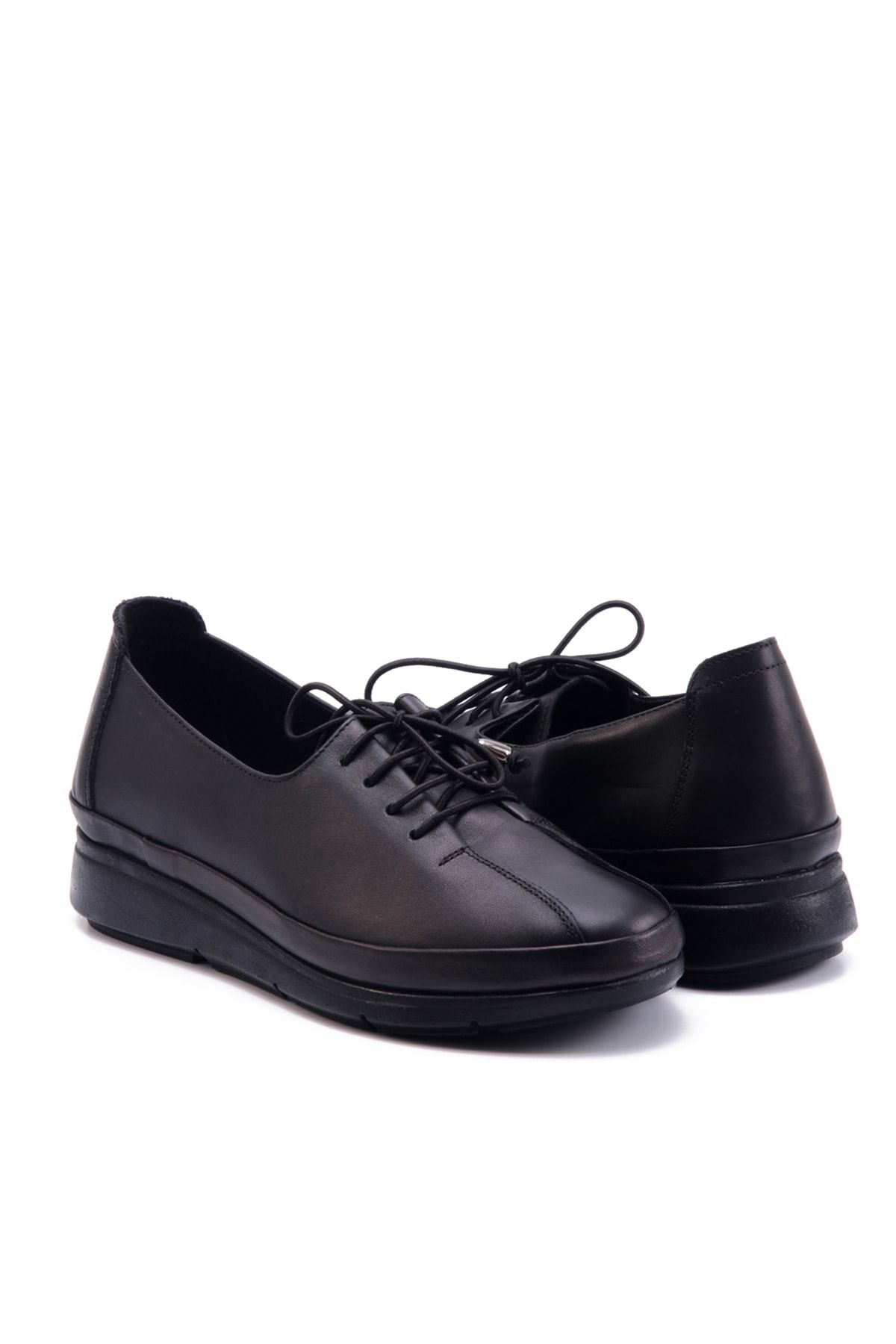 Black Women's Genuine Leather Shoes 45027