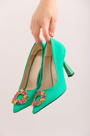 Green Women's Heeled Shoes 3500