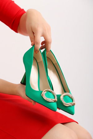 Green Women's Heeled Shoes 3300