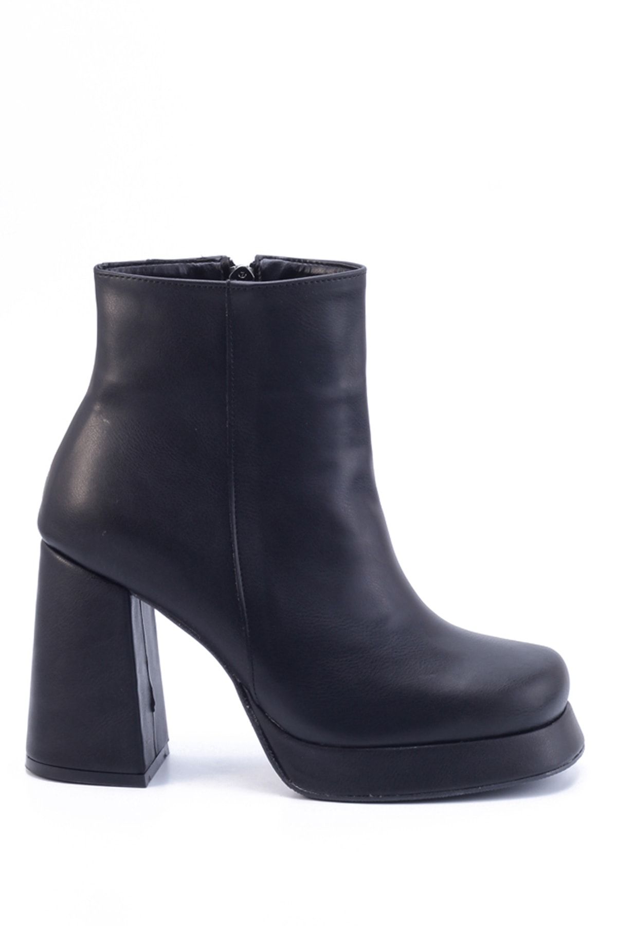 Black Skin Women's Heeled Boots 2593