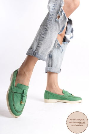 Green Women's Loafer Shoes 218